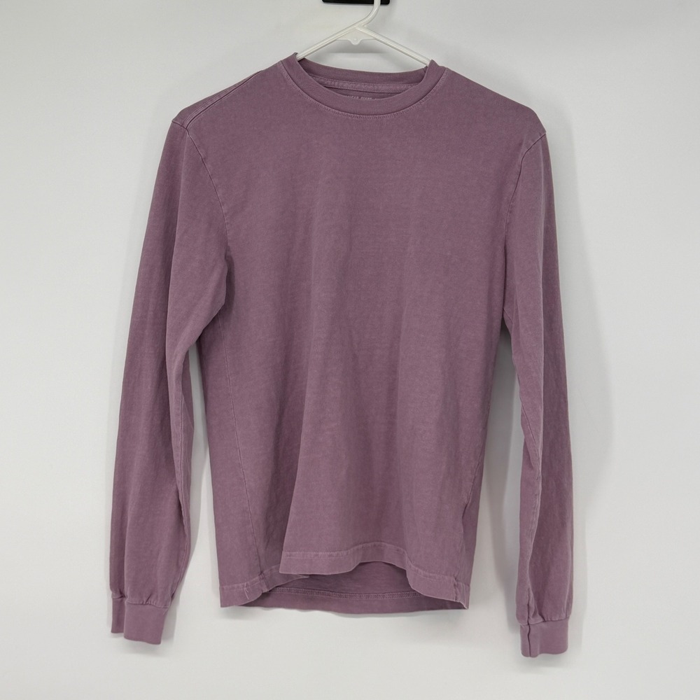 American Giant XS Long Sleeve T-Shirt Purple Garment Dyed Cotton Made in USA